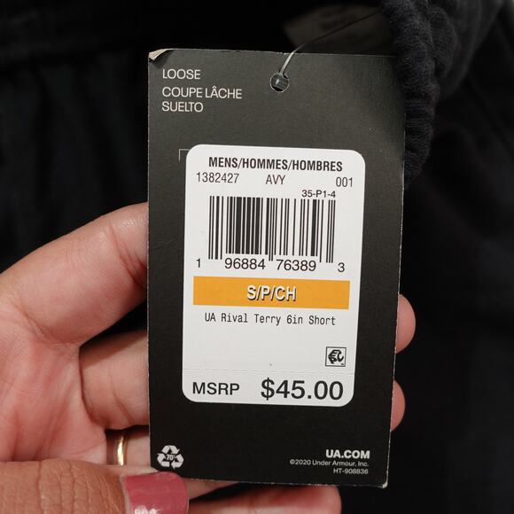 NWT Under Armour Mens UA Rival Terry 6" Activewear Shorts Loose Fit Black Size S - Picture 6 of 7